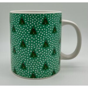 DesignPac Christmas Tree Pattern Ceramic Coffee Mug Green Holiday Tree Snow Dots